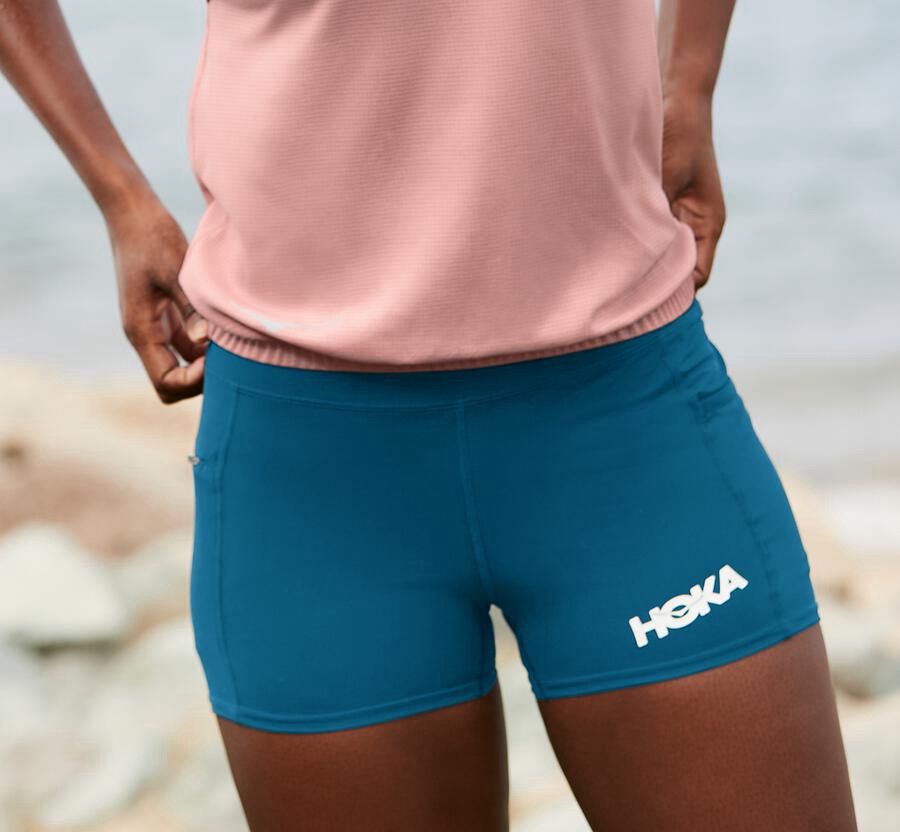 Shorts Womens - Hoka One One Performance Knit - Blue - AHJTMOB-07